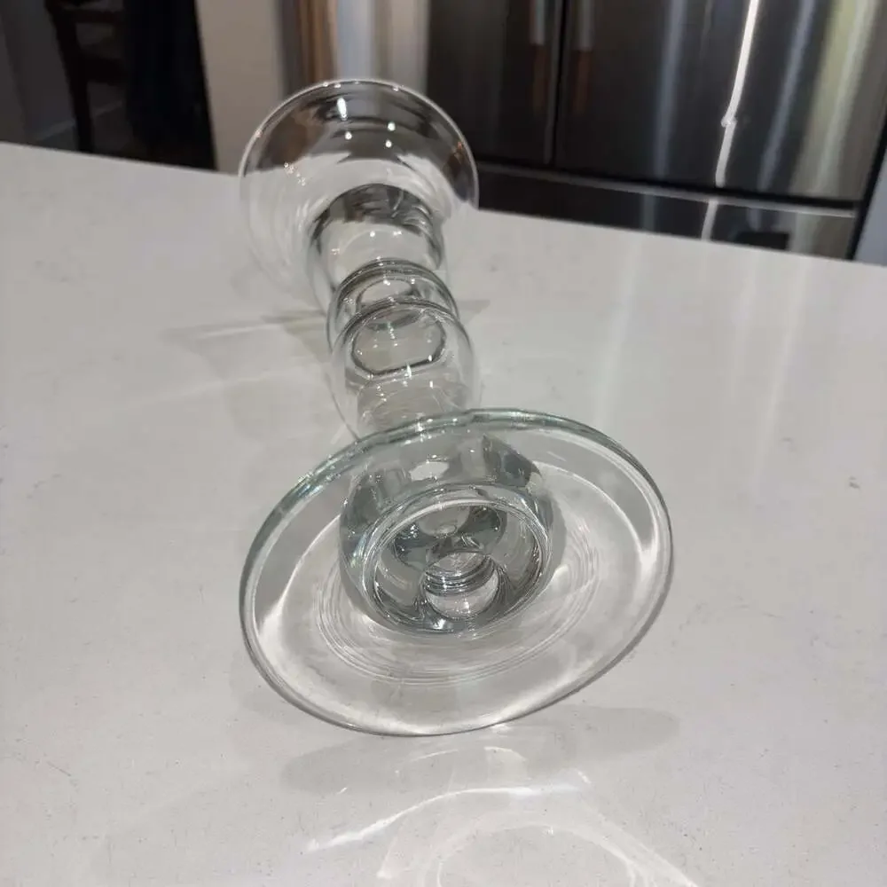 Clear Glass Trumpet Vase/Candle Holder Taper Pillar Candlestick